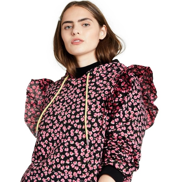 Sandy Liang Tops - Sandy Liang x Target Floral Print Ruffle Hooded Sweatshirt - Size XS